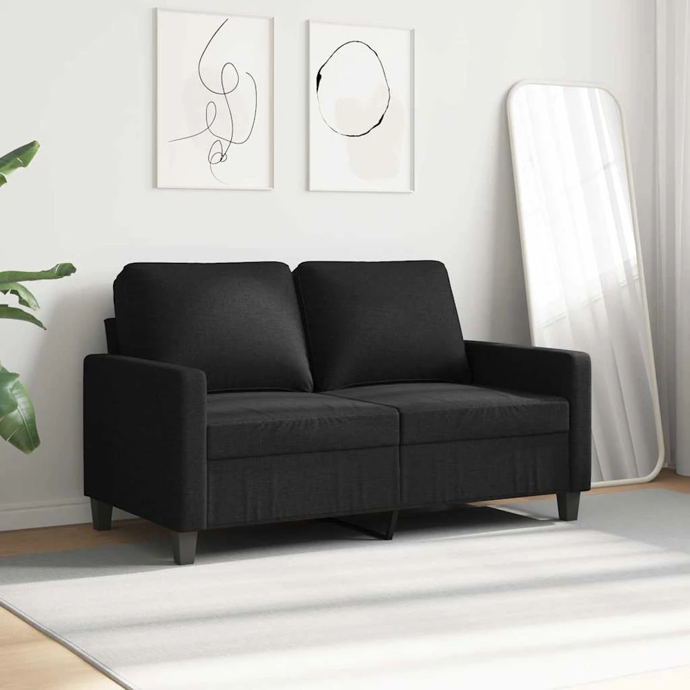 Dvivietė sofa, juodos spalvos, 120cm, audinys