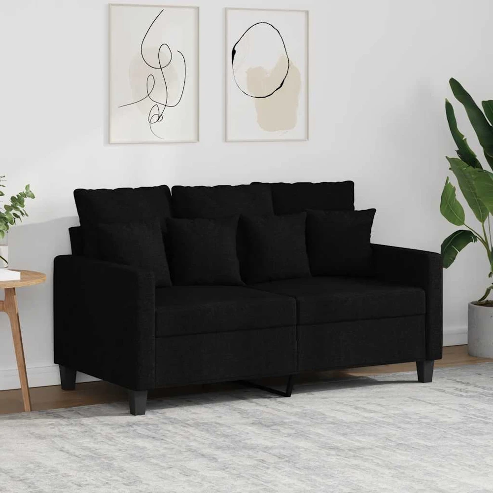 Dvivietė sofa, juodos spalvos, 120cm, audinys