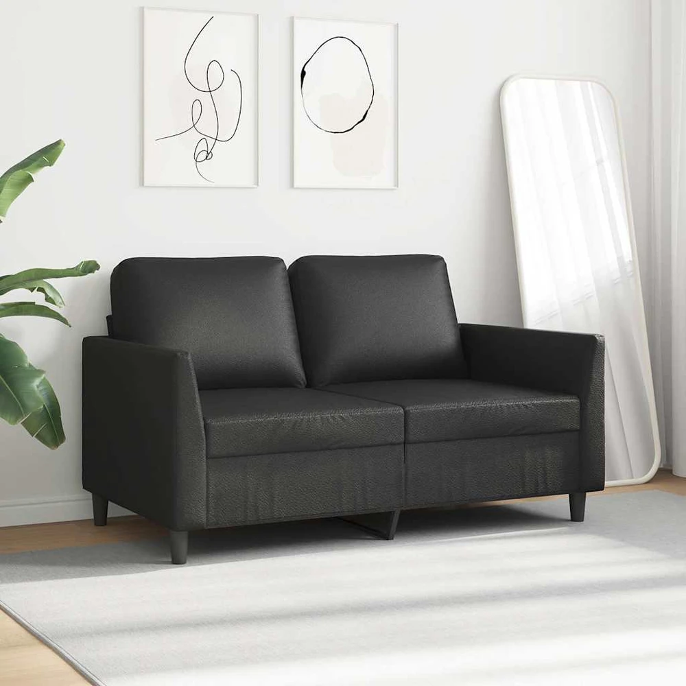 Dvivietė sofa, juodos spalvos, 120cm, dirbtinė oda
