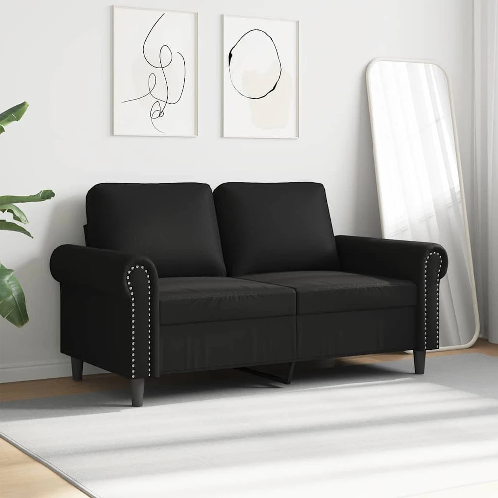 Dvivietė sofa, juodos spalvos, 120cm, dirbtinė oda