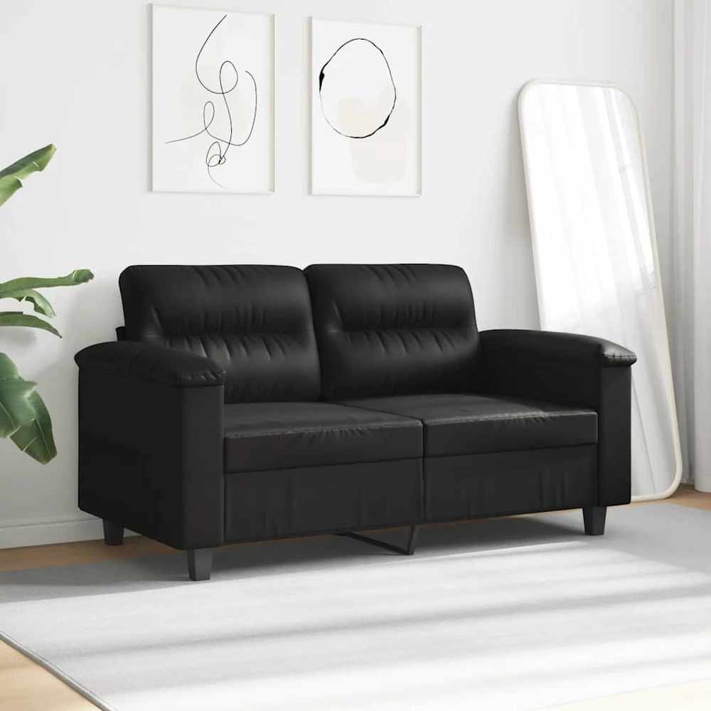 Dvivietė sofa, juodos spalvos, 120cm, mikropluošto audinys