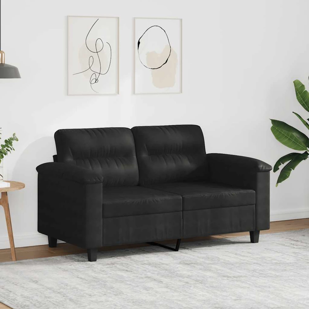 Dvivietė sofa, juodos spalvos, 120cm, mikropluošto audinys