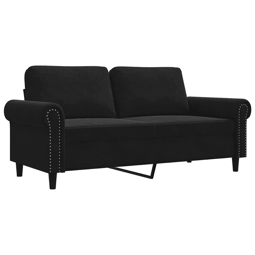 Dvivietė sofa, juodos spalvos, 140cm, aksomas