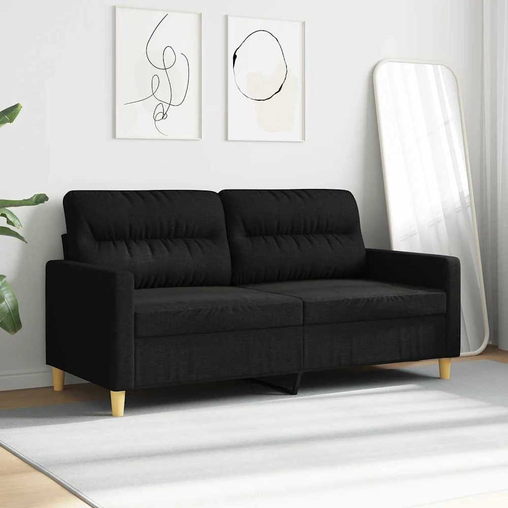Dvivietė sofa, juodos spalvos, 140cm, audinys