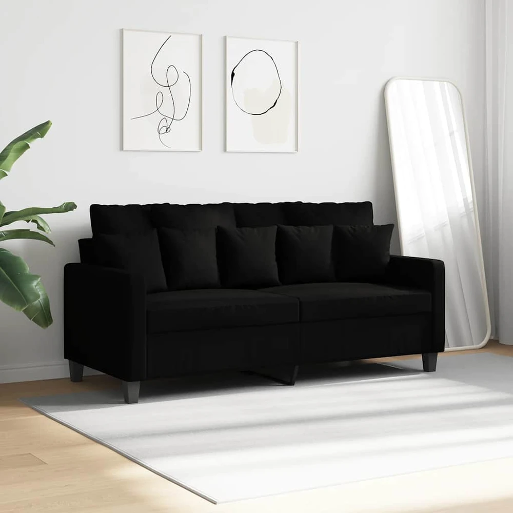Dvivietė sofa, juodos spalvos, 140cm, audinys