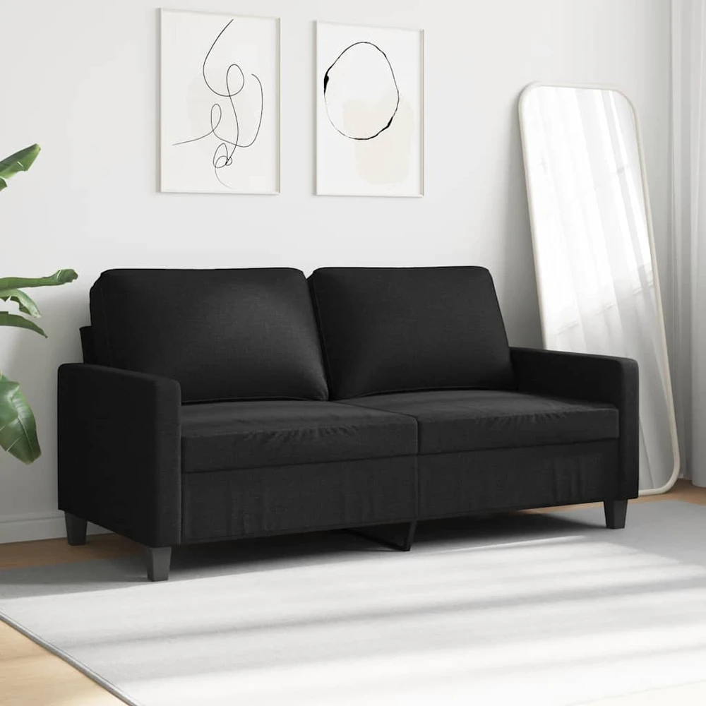 Dvivietė sofa, juodos spalvos, 140cm, audinys