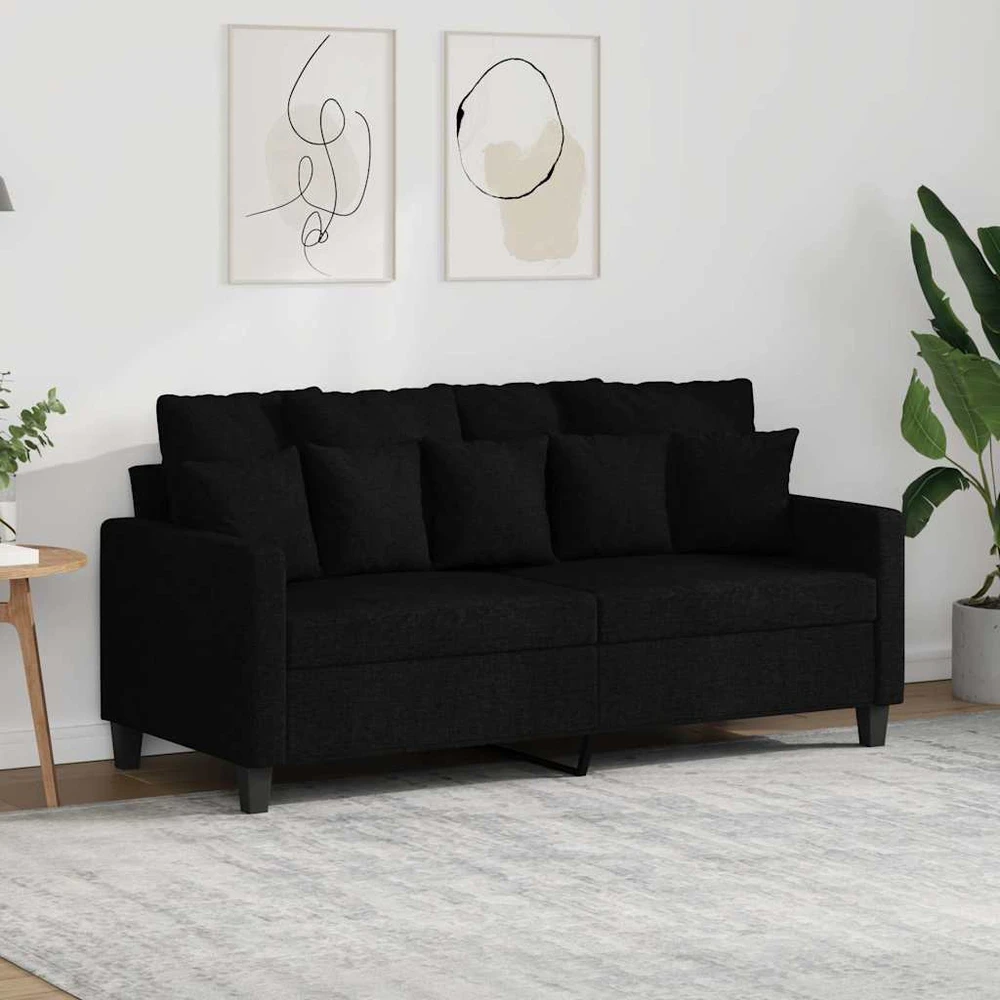 Dvivietė sofa, juodos spalvos, 140cm, audinys