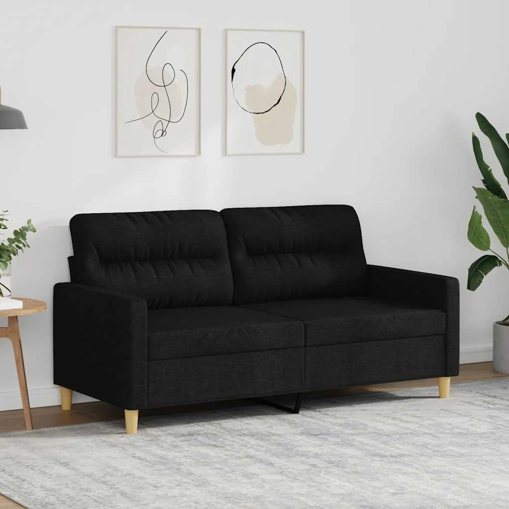 Dvivietė sofa, juodos spalvos, 140cm, audinys