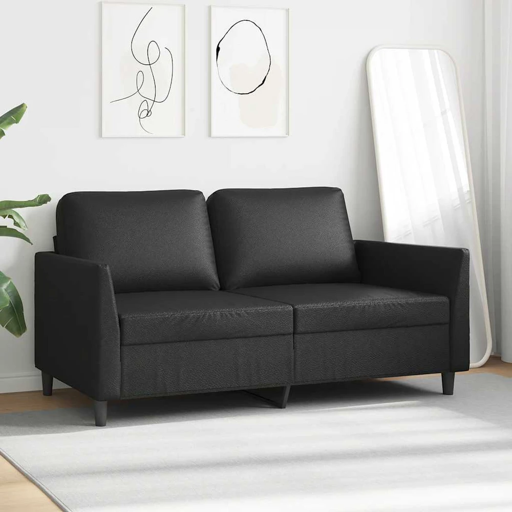 Dvivietė sofa, juodos spalvos, 140cm, dirbtinė oda