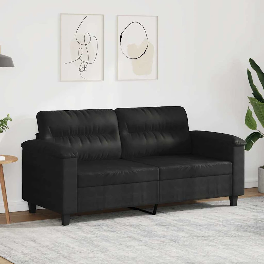 Dvivietė sofa, juodos spalvos, 140cm, mikropluošto audinys