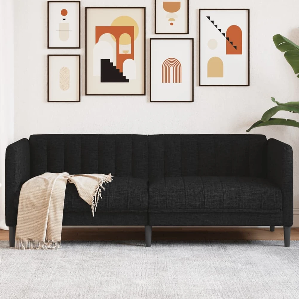 Dvivietė sofa, juodos spalvos, audinys