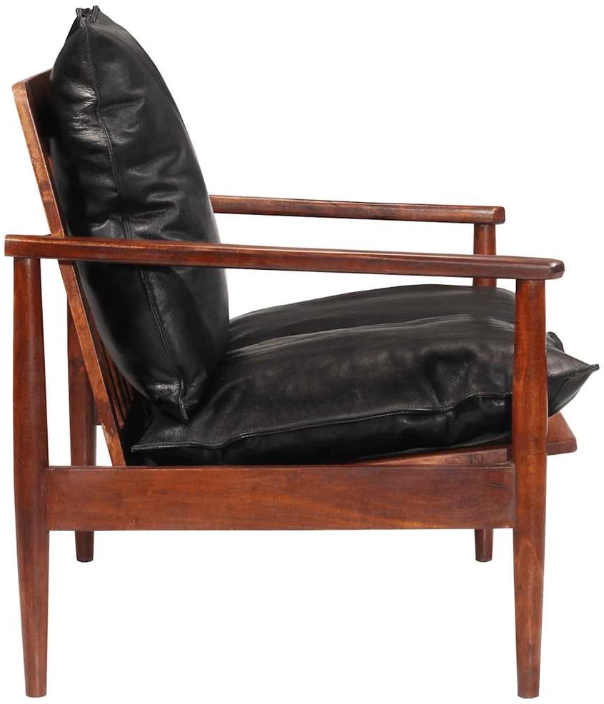 Dvivietė sofa, juodos spalvos, tikra oda ir akacijos masyvas