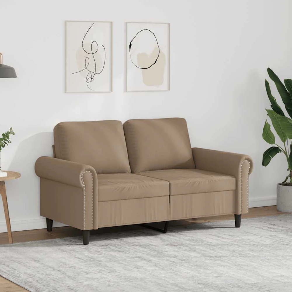Dvivietė sofa, kapučino spalvos, 120cm, dirbtinė oda