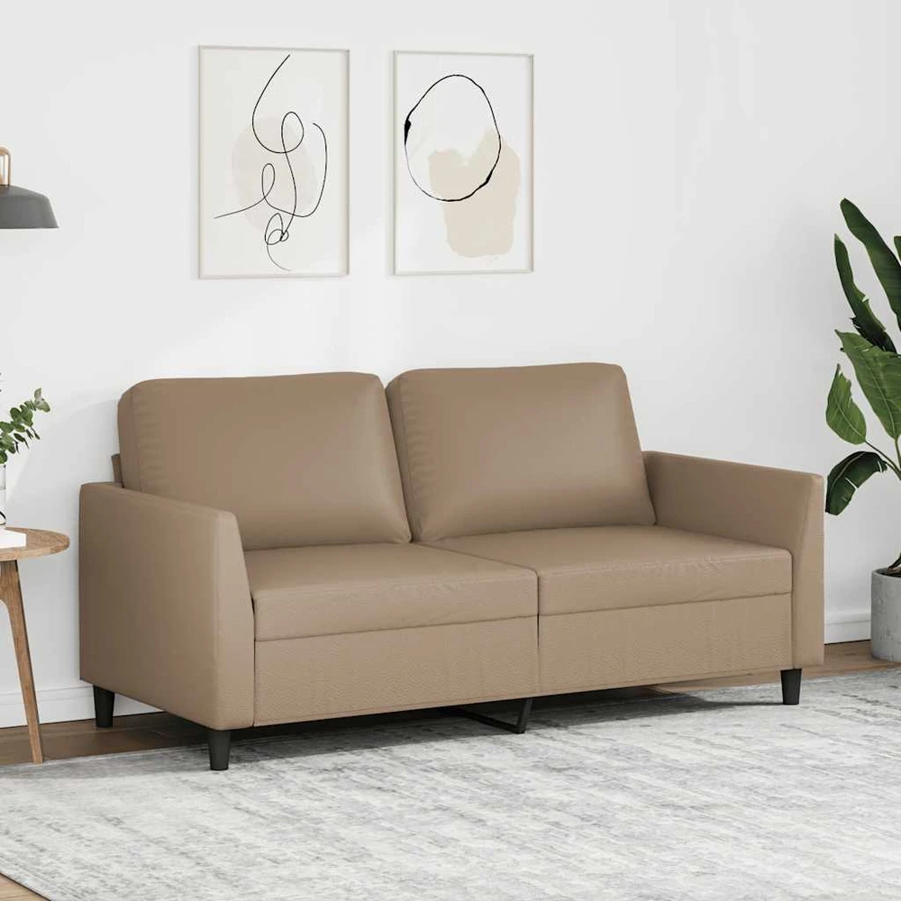 Dvivietė sofa, kapučino spalvos, 140cm, dirbtinė oda