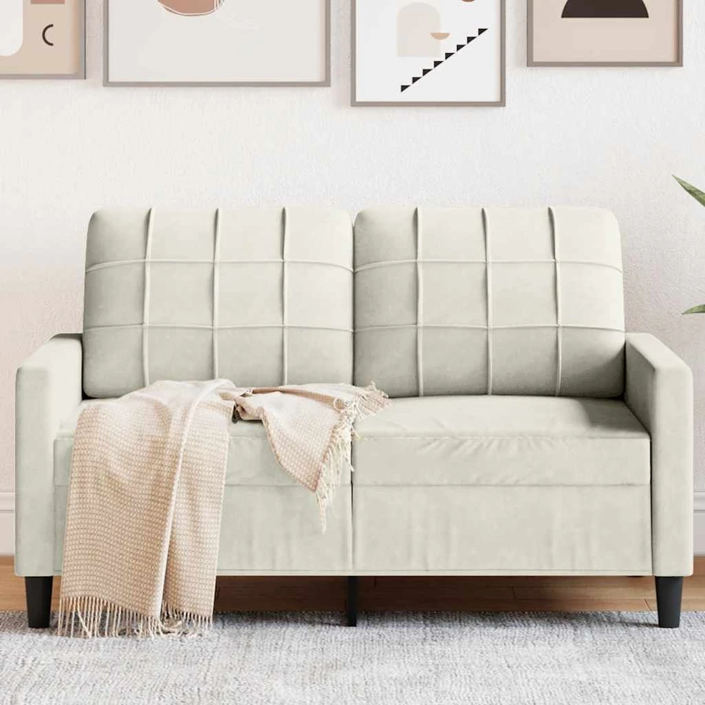 Dvivietė sofa, kreminės spalvos, 120cm, aksomas