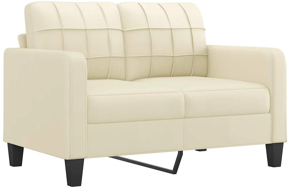 Dvivietė sofa, kreminės spalvos, 120cm, dirbtinė oda