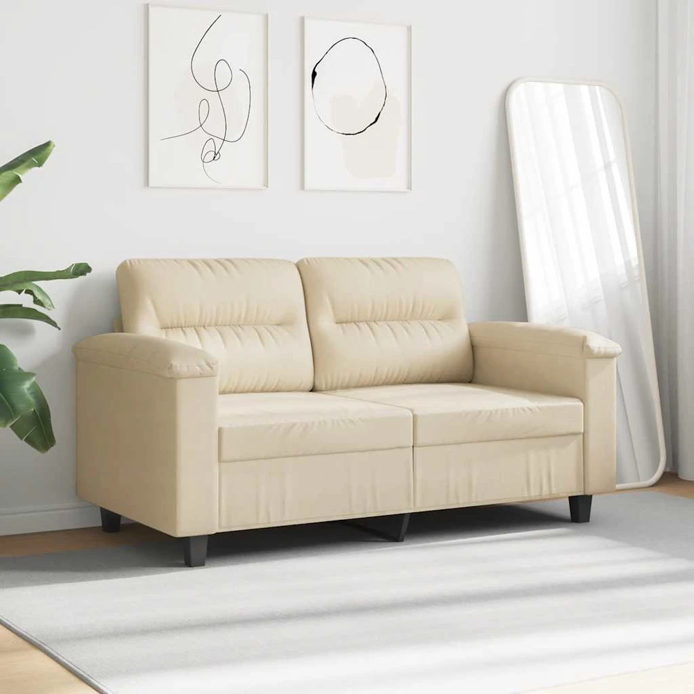 Dvivietė sofa, kreminės spalvos, 120cm, mikropluošto audinys