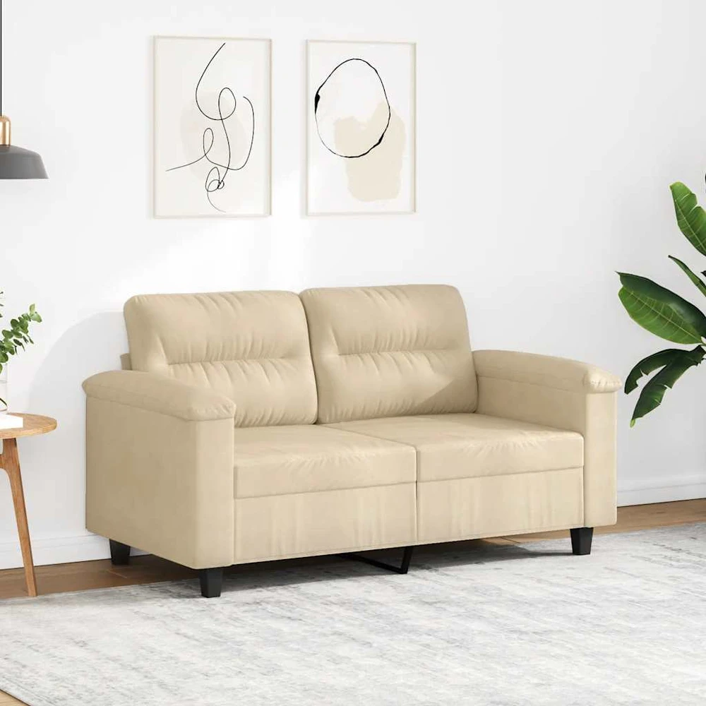 Dvivietė sofa, kreminės spalvos, 120cm, mikropluošto audinys
