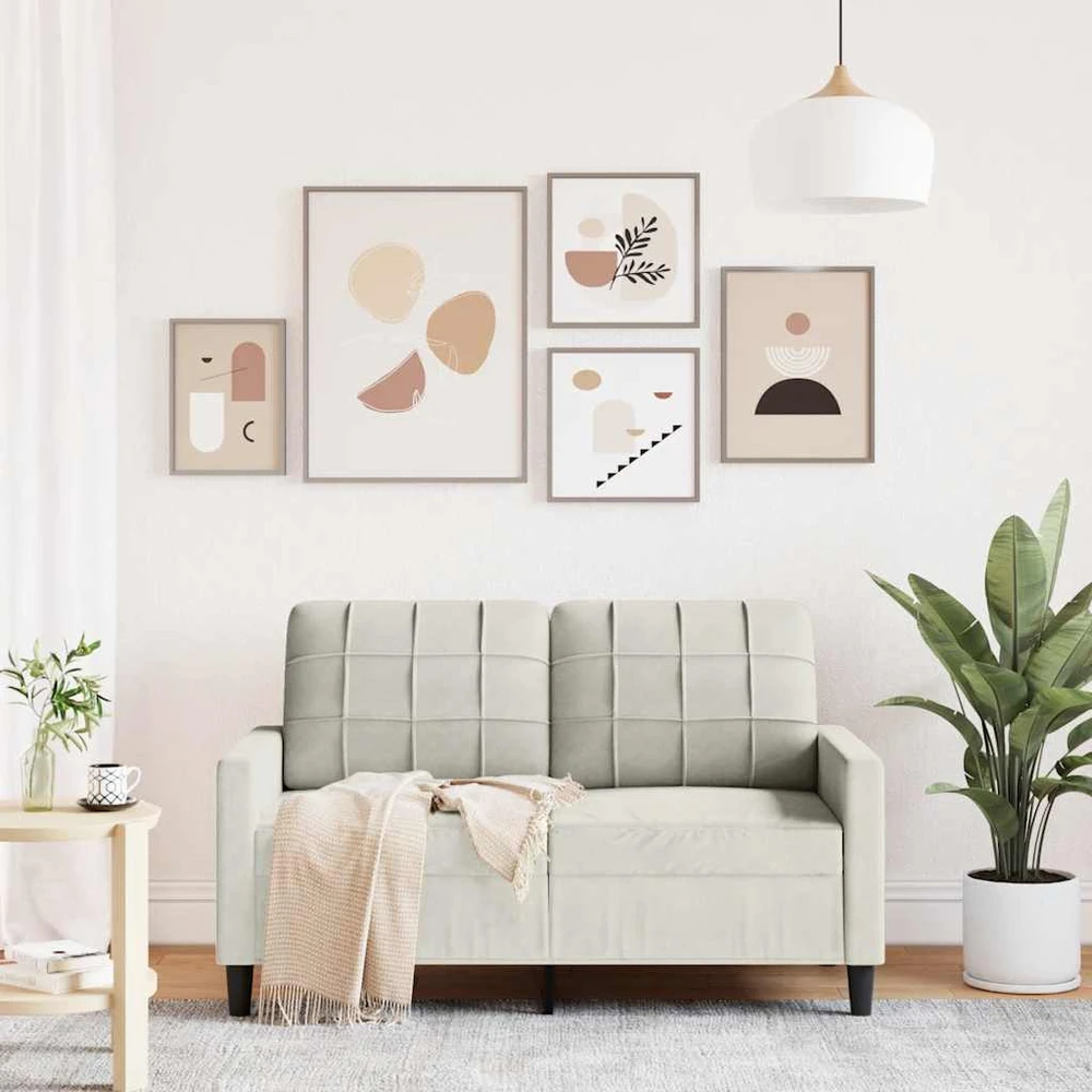 Dvivietė sofa, kreminės spalvos, 120cm, aksomas