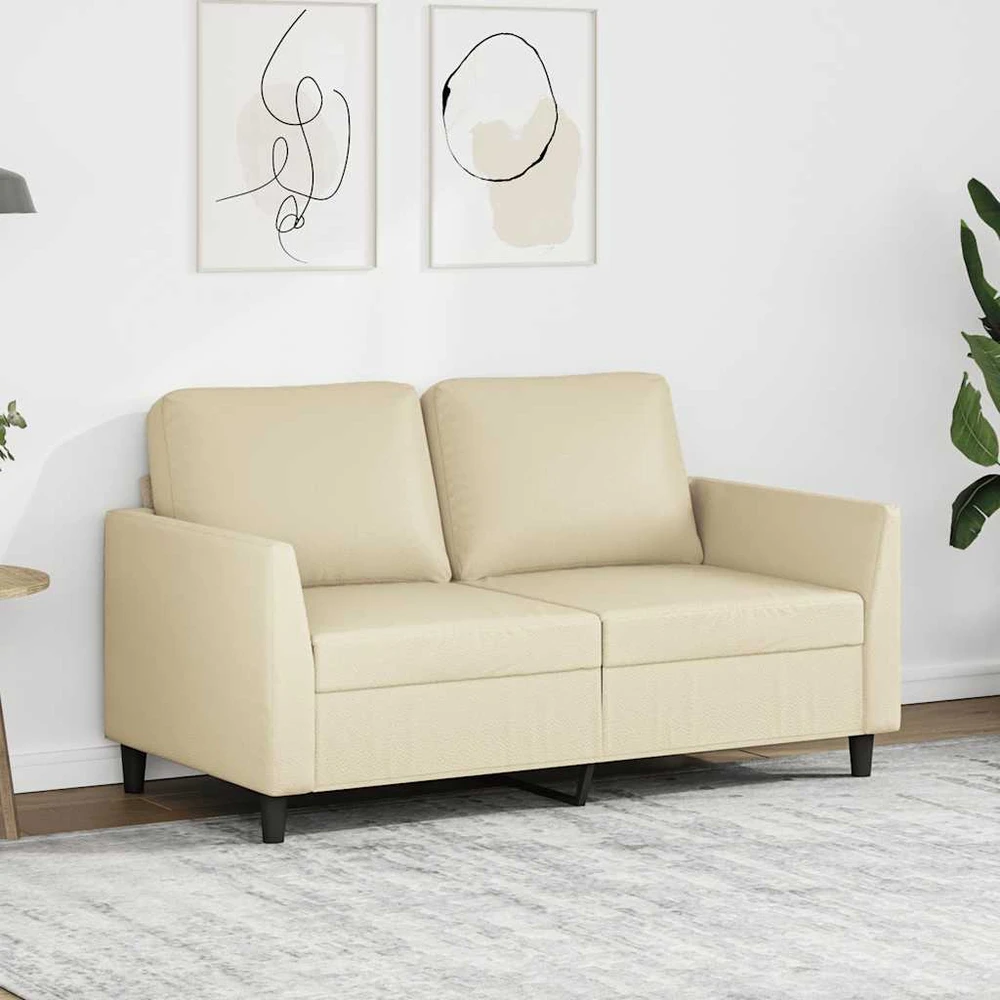 Dvivietė sofa, kreminės spalvos, 120cm, dirbtinė oda