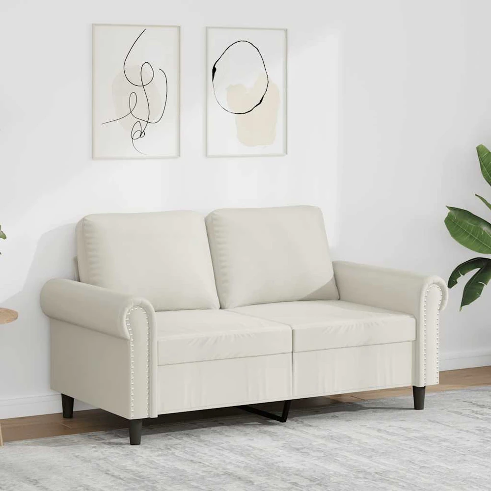 Dvivietė sofa, kreminės spalvos, 120cm, aksomas