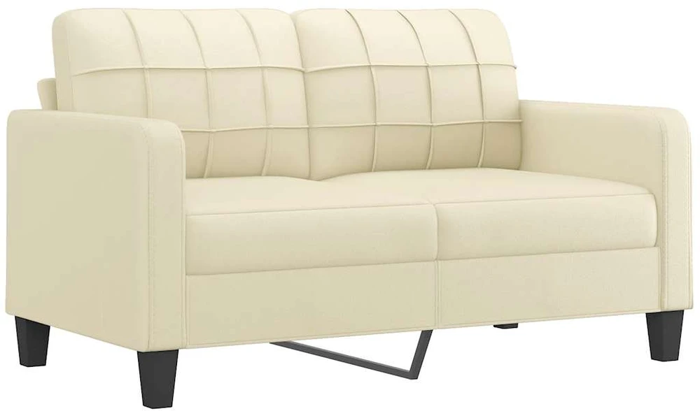 Dvivietė sofa, kreminės spalvos, 140cm, dirbtinė oda