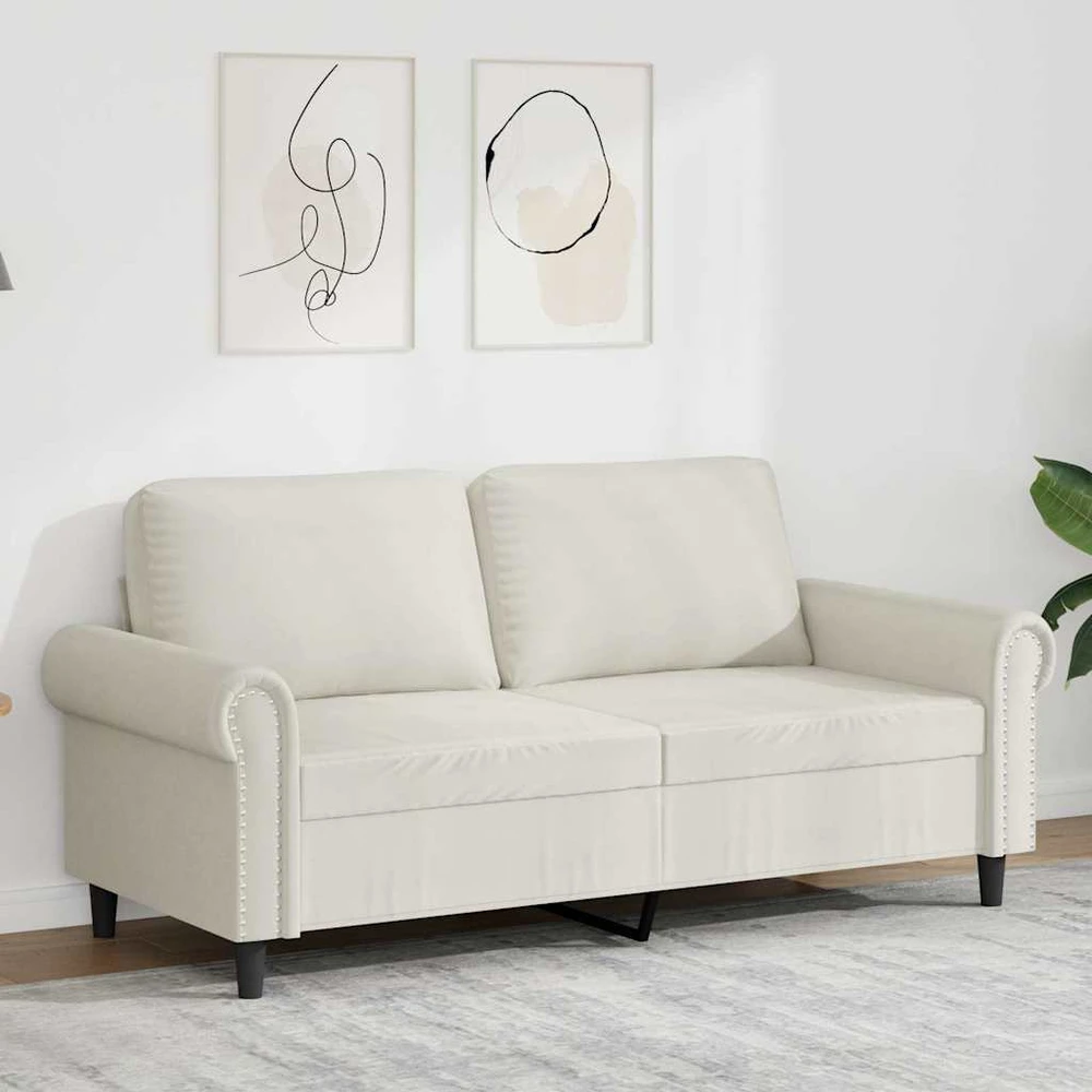 Dvivietė sofa, kreminės spalvos, 140cm, aksomas