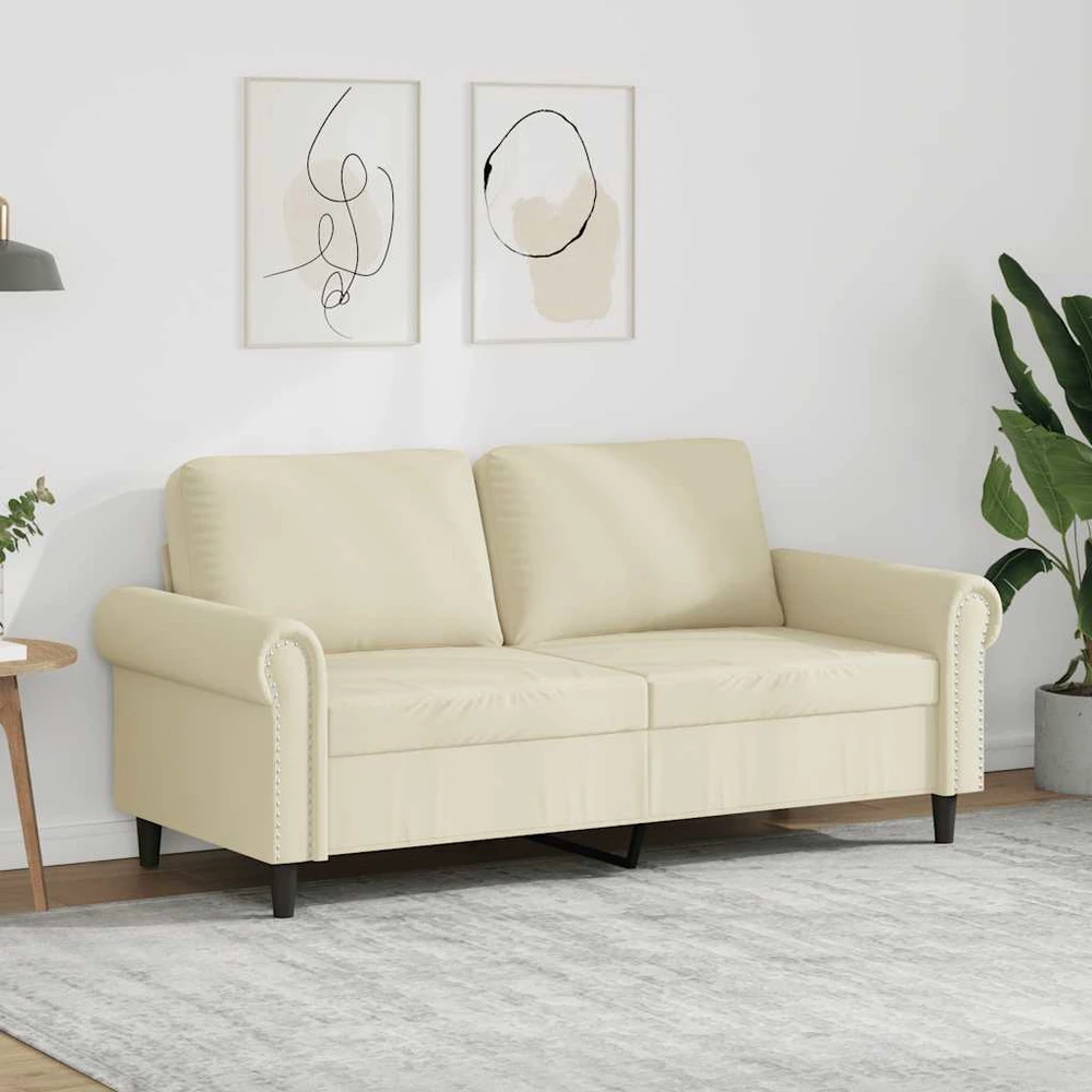 Dvivietė sofa, kreminės spalvos, 140cm, dirbtinė oda