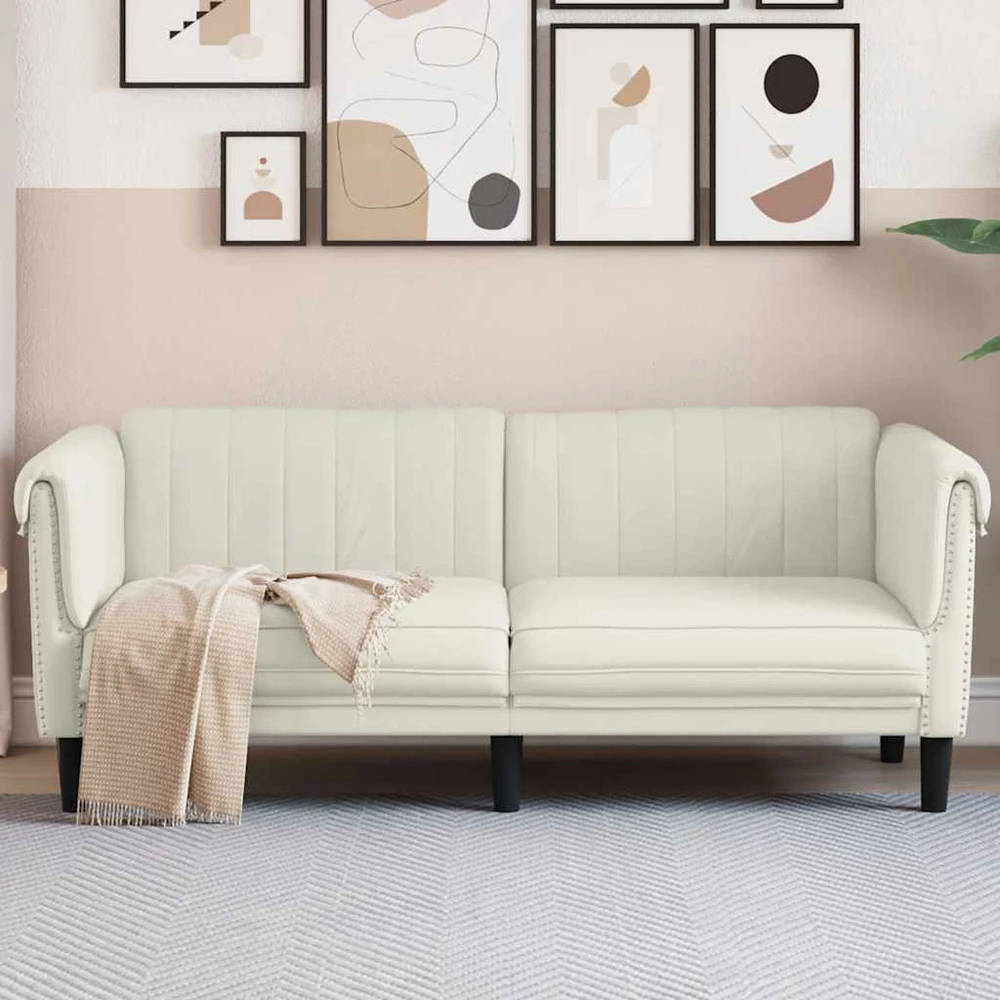 Dvivietė sofa, kreminės spalvos, aksomas