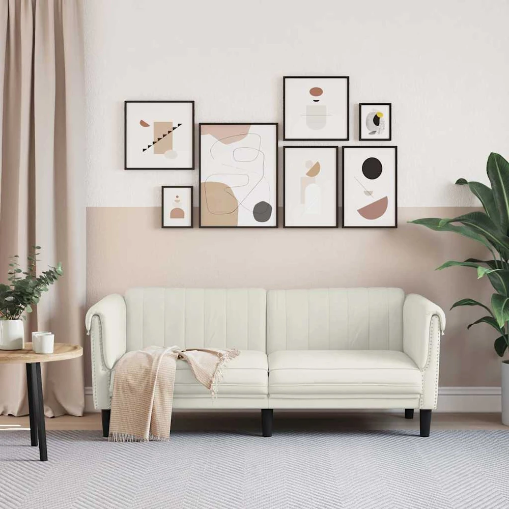 Dvivietė sofa, kreminės spalvos, aksomas
