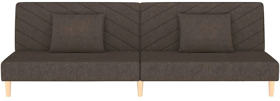 Dvivietė sofa-lova dvejomis pagalvėmis, rudos spalvos, audinys