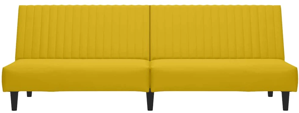Dvivietė sofa-lova, geltonos spalvos, aksomas