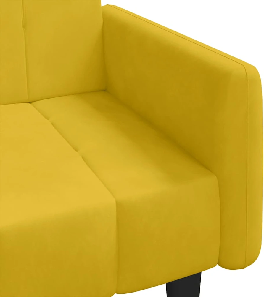 Dvivietė sofa-lova, geltonos spalvos, aksomas