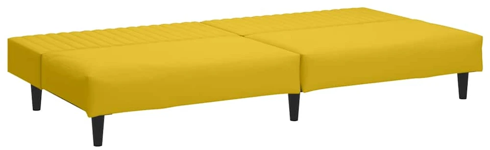 Dvivietė sofa-lova, geltonos spalvos, aksomas