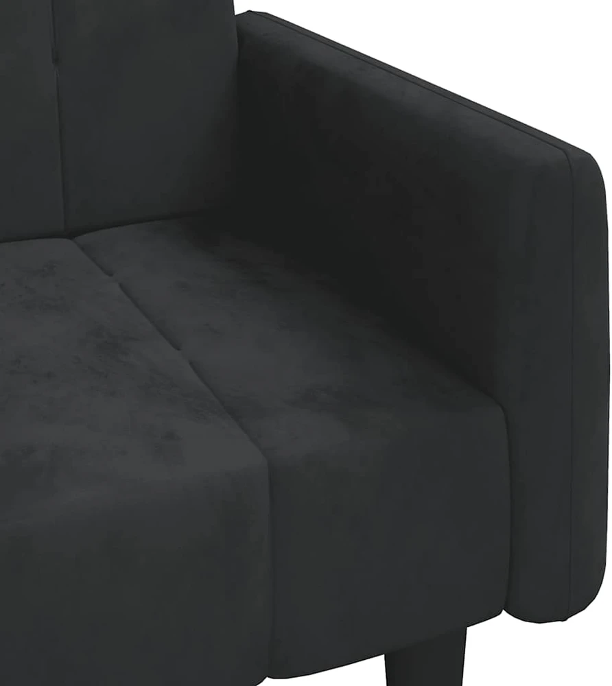 Dvivietė sofa-lova, juodos spalvos, aksomas
