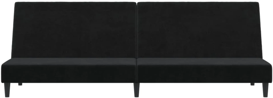 Dvivietė sofa-lova, juodos spalvos, aksomas