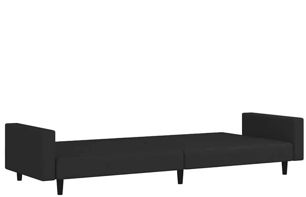 Dvivietė sofa-lova, juodos spalvos, aksomas