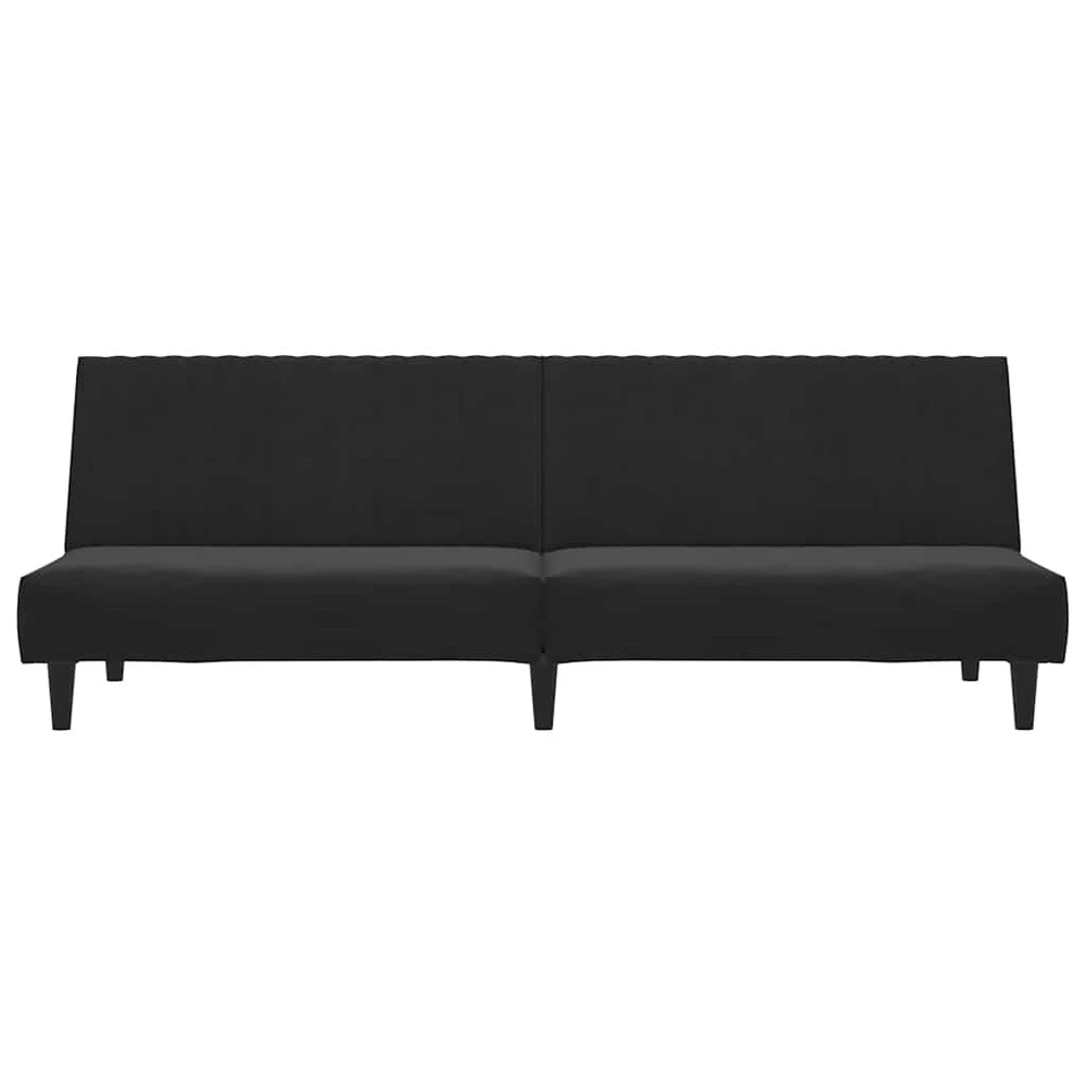 Dvivietė sofa-lova, juodos spalvos, aksomas