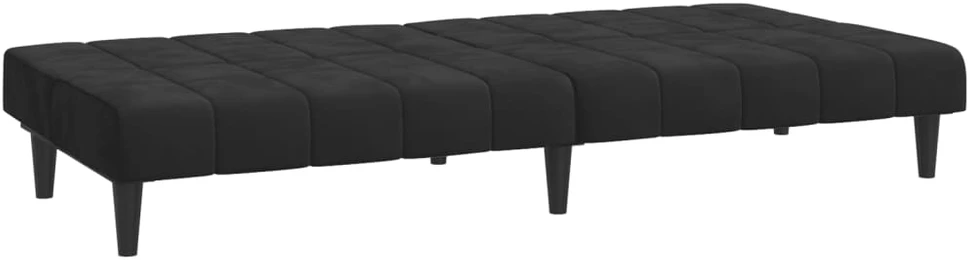 Dvivietė sofa-lova, juodos spalvos, aksomas