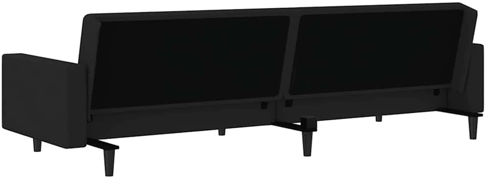 Dvivietė sofa-lova, juodos spalvos, aksomas