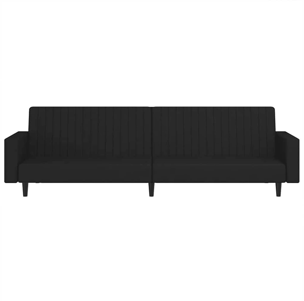 Dvivietė sofa-lova, juodos spalvos, aksomas