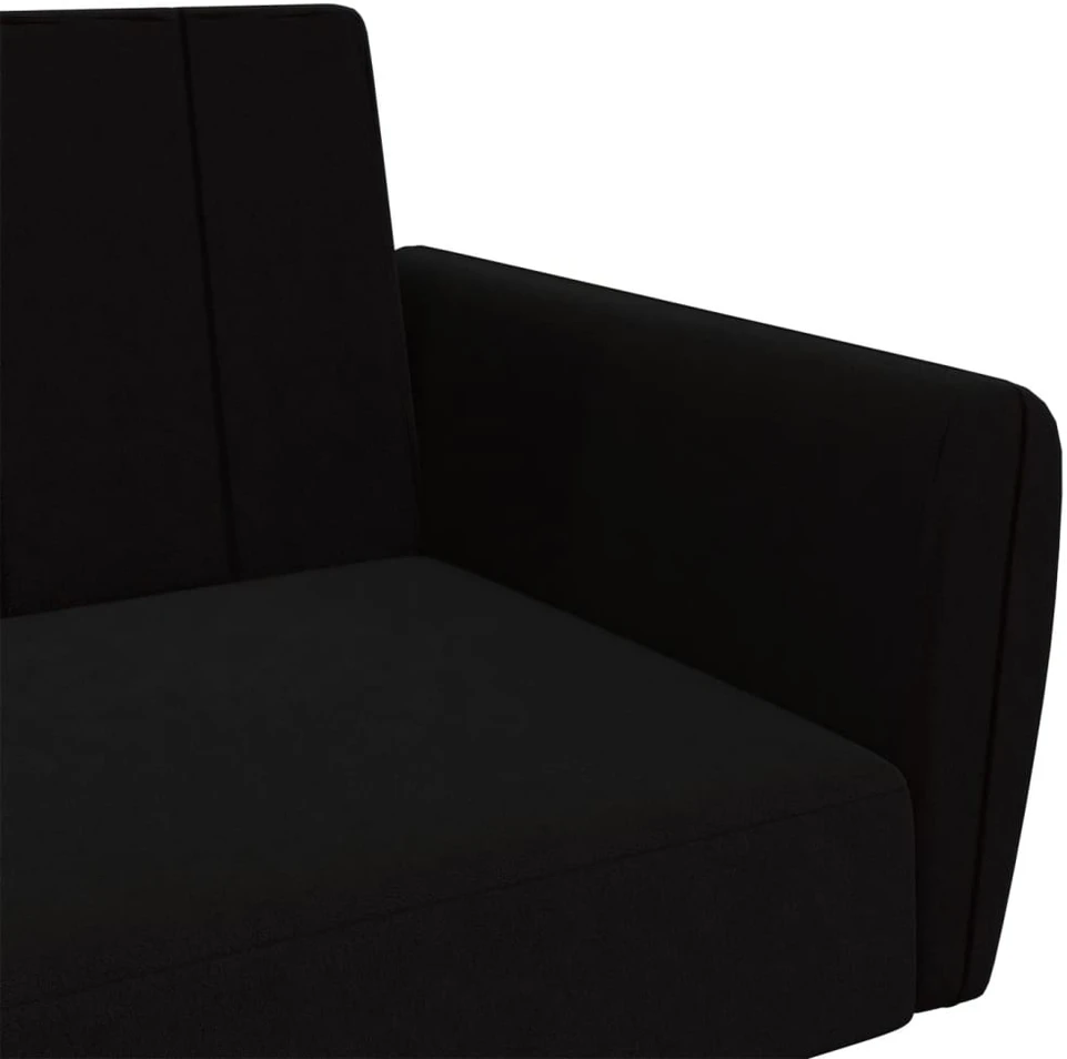 Dvivietė sofa-lova, juodos spalvos, aksomas