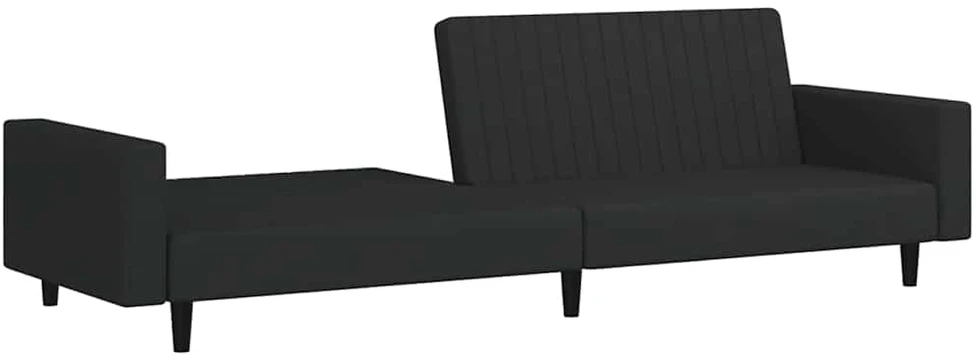 Dvivietė sofa-lova, juodos spalvos, aksomas