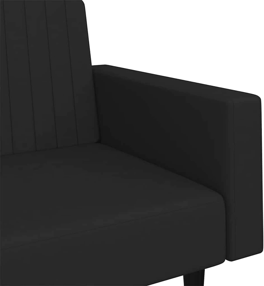 Dvivietė sofa-lova, juodos spalvos, aksomas