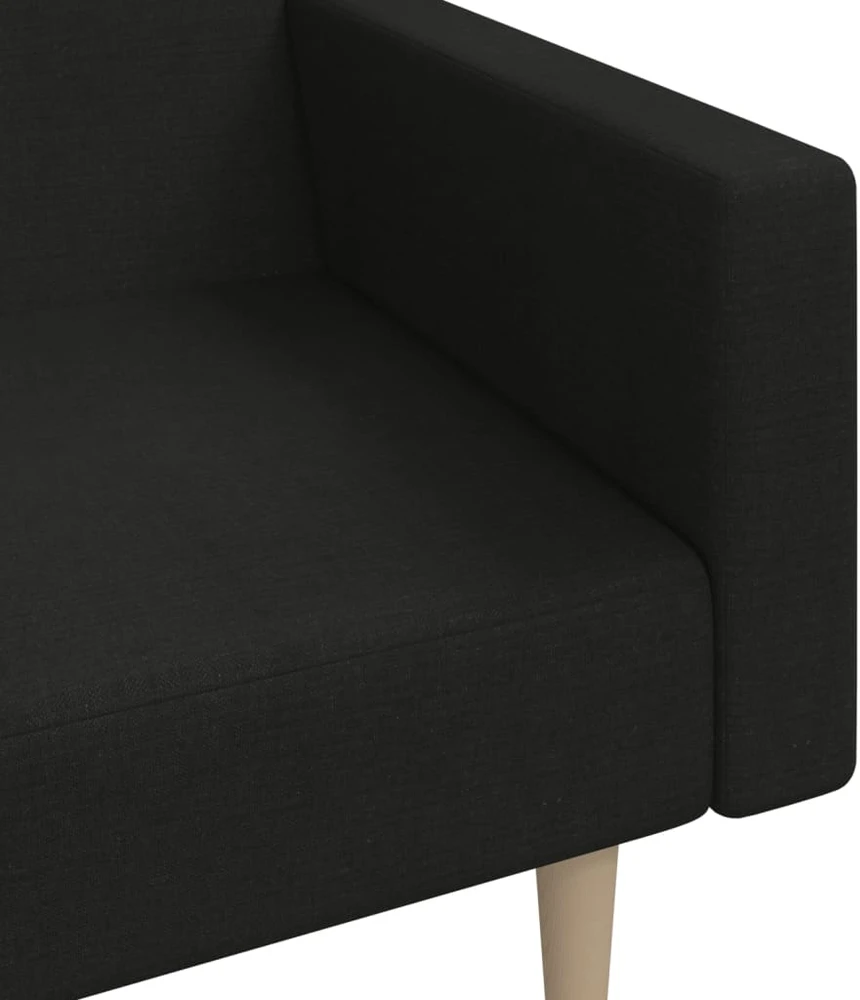 Dvivietė sofa-lova, juodos spalvos, audinys