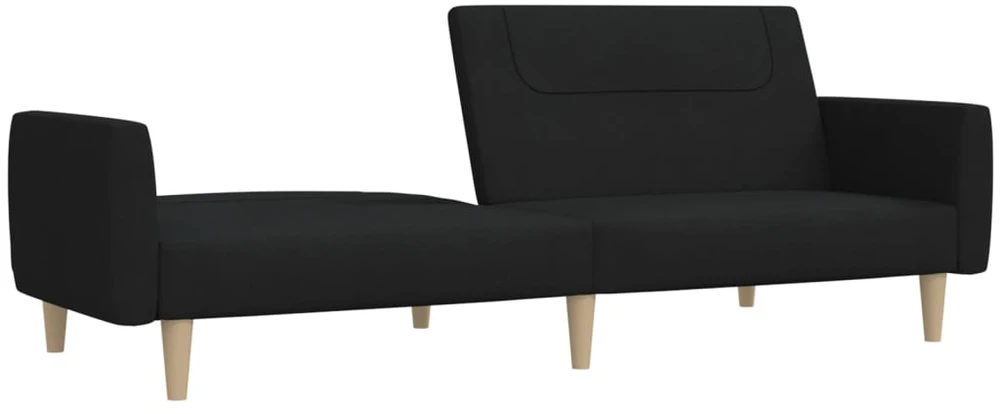Dvivietė sofa-lova, juodos spalvos, audinys