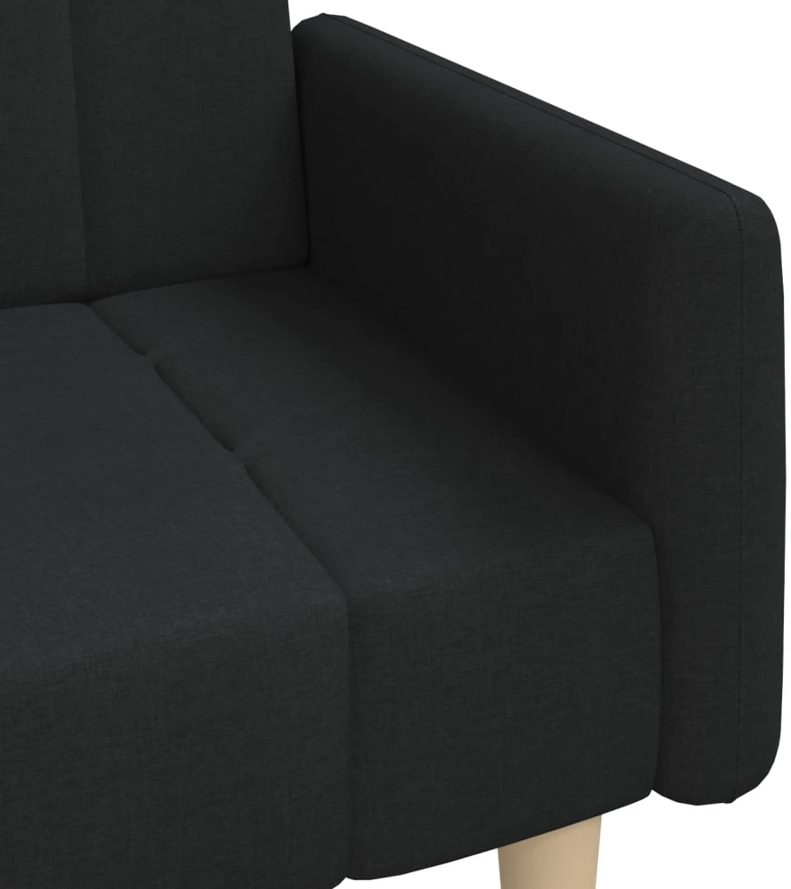 Dvivietė sofa-lova, juodos spalvos, audinys