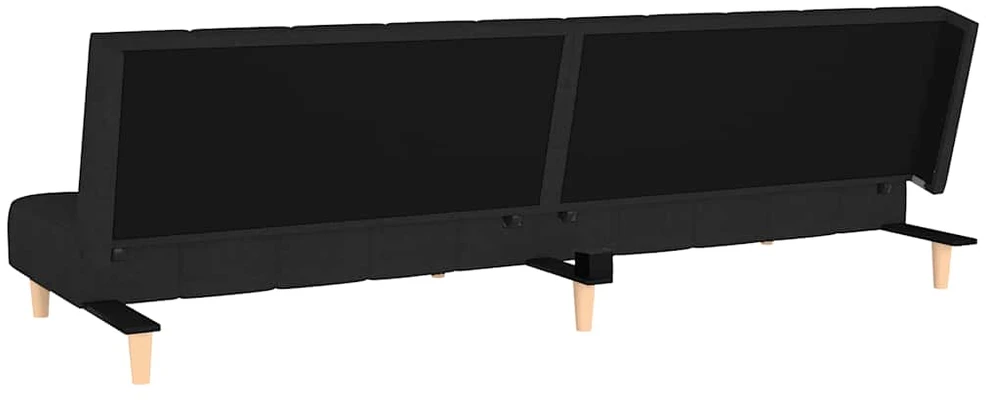 Dvivietė sofa-lova, juodos spalvos, audinys