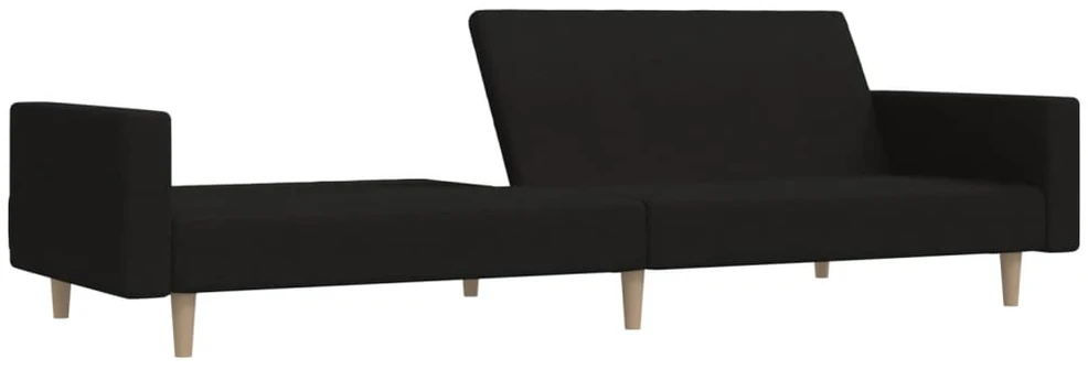 Dvivietė sofa-lova, juodos spalvos, audinys
