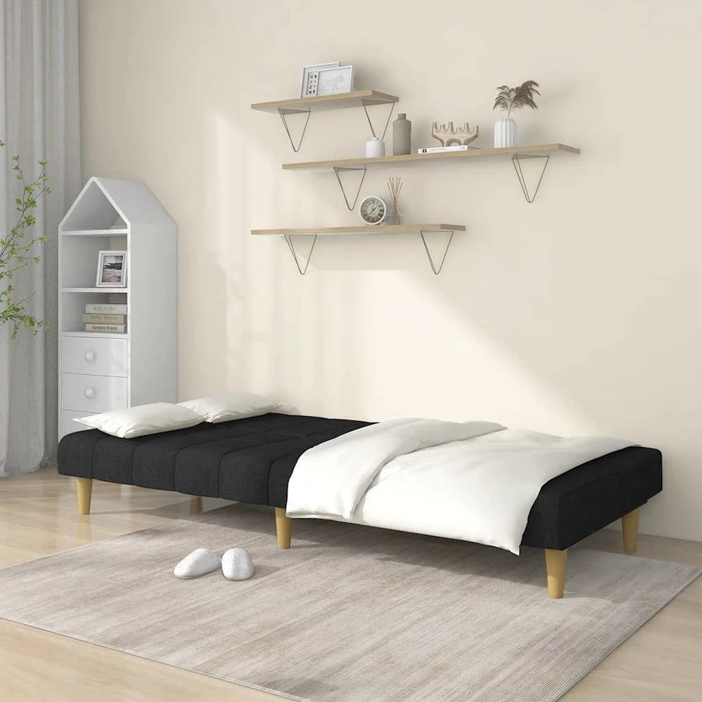 Dvivietė sofa-lova, juodos spalvos, audinys